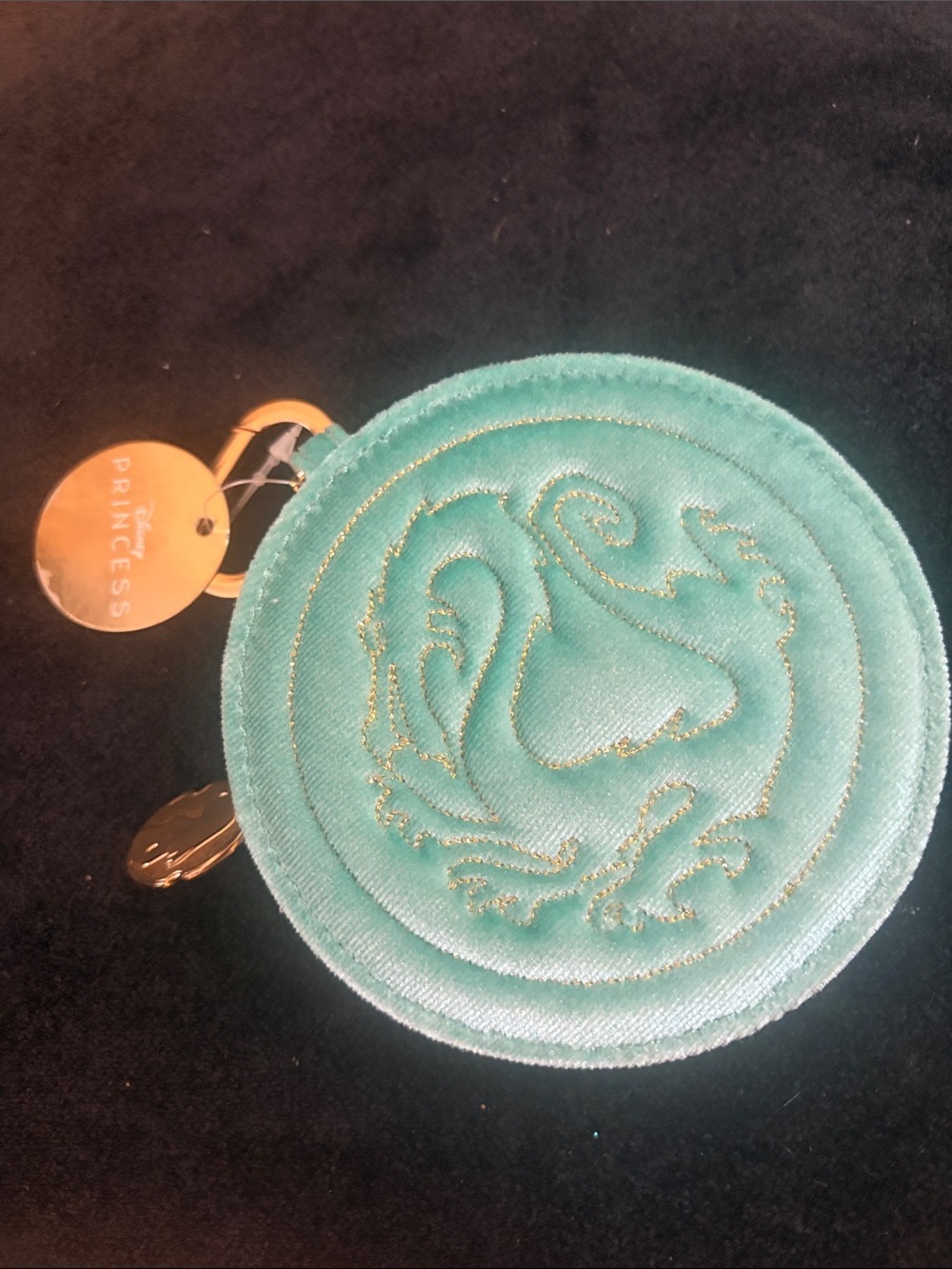 Bath & Body Works Teal Velvet Swan Coin Pouch with Gold Trim